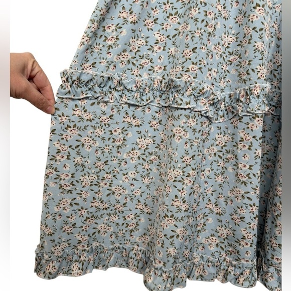 To My Lovers Baby Blue Floral Spaghetti Strap Sun Dress Size Large - Picture 7 of 9